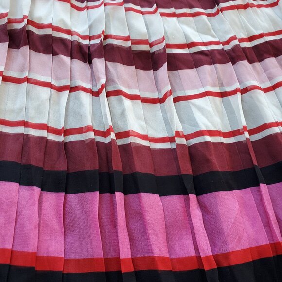 Valentino ! Pleated striped silk-georgette midi skirt (42) - Picture 7 of 15